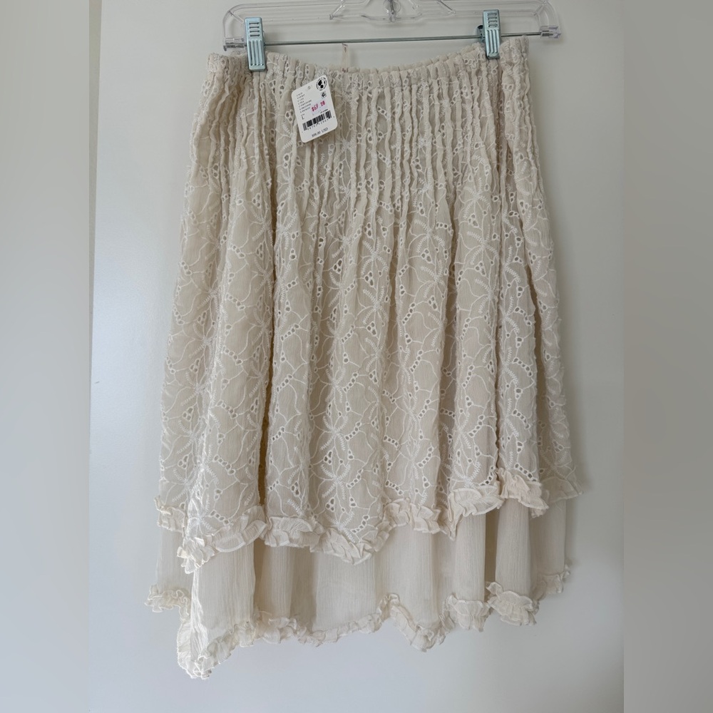 Free People Cream Lace Skirt